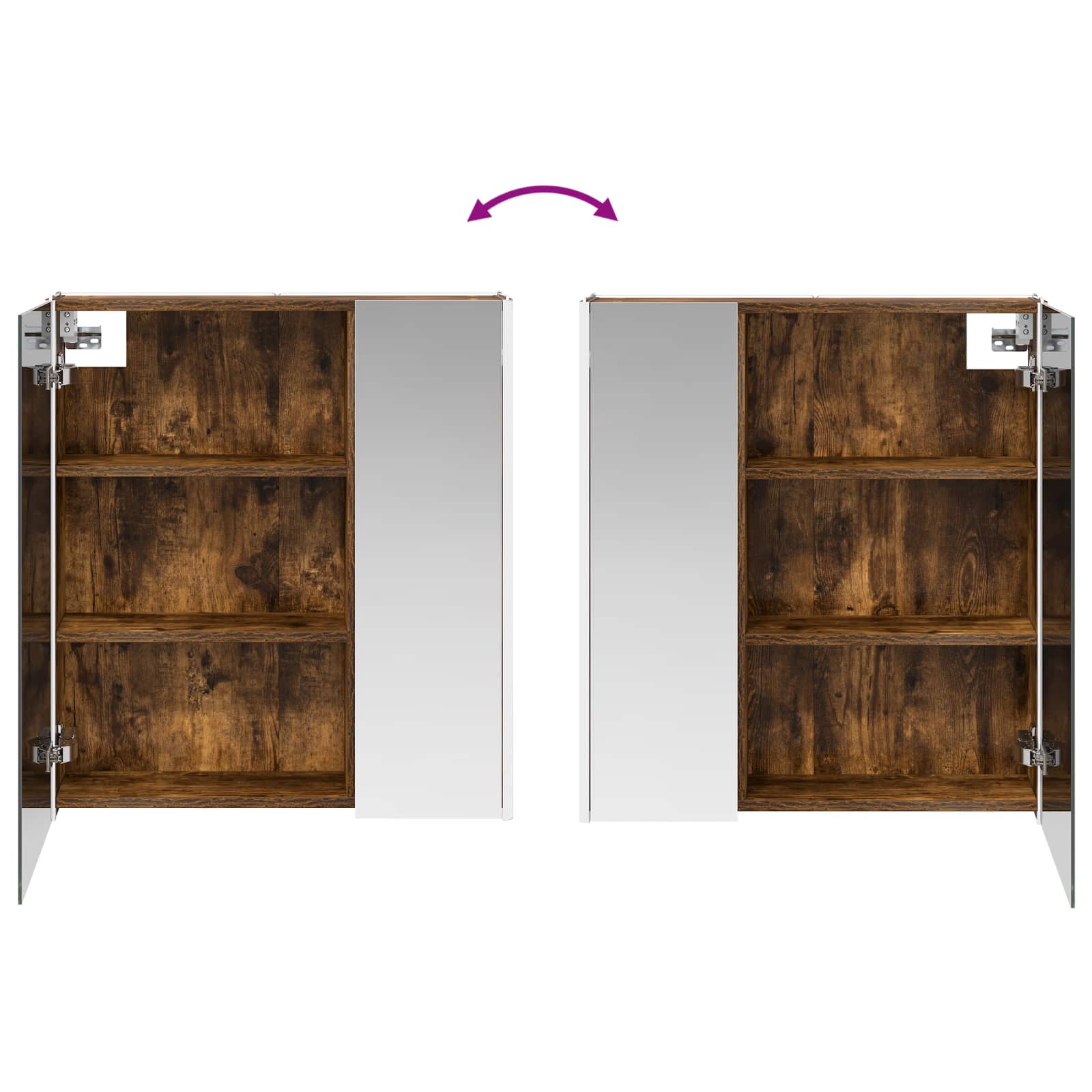 Badezimmerspiegelschrank Geräucherte Eiche 63,5 x 15,5 x 70 cm