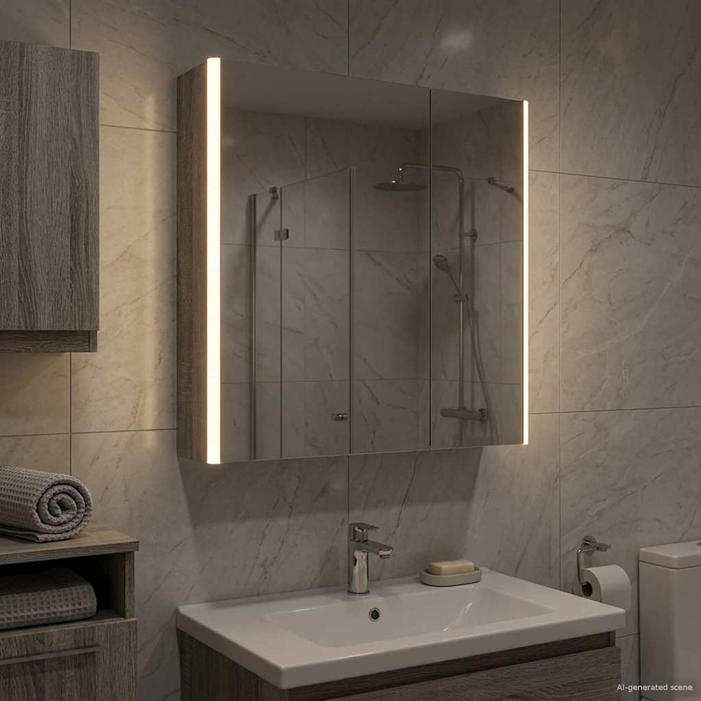 Badezimmerspiegelschrank Graues Sonoma 63,5 x 15,5 x 70 cm