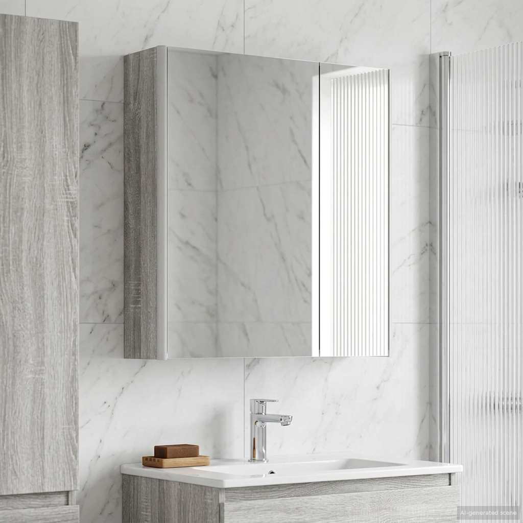 Badezimmerspiegelschrank Graues Sonoma 63,5 x 15,5 x 70 cm