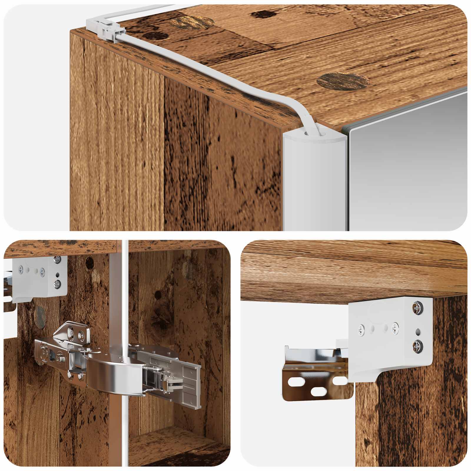 Badezimmerspiegelschrank Altholz 63,5 x 15,5 x 70 cm