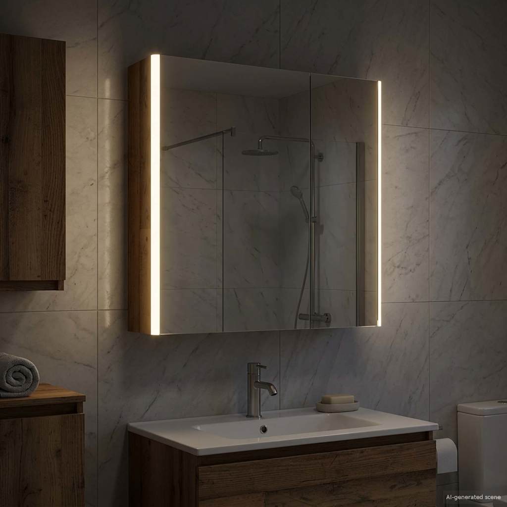 Badezimmerspiegelschrank Altholz 63,5 x 15,5 x 70 cm