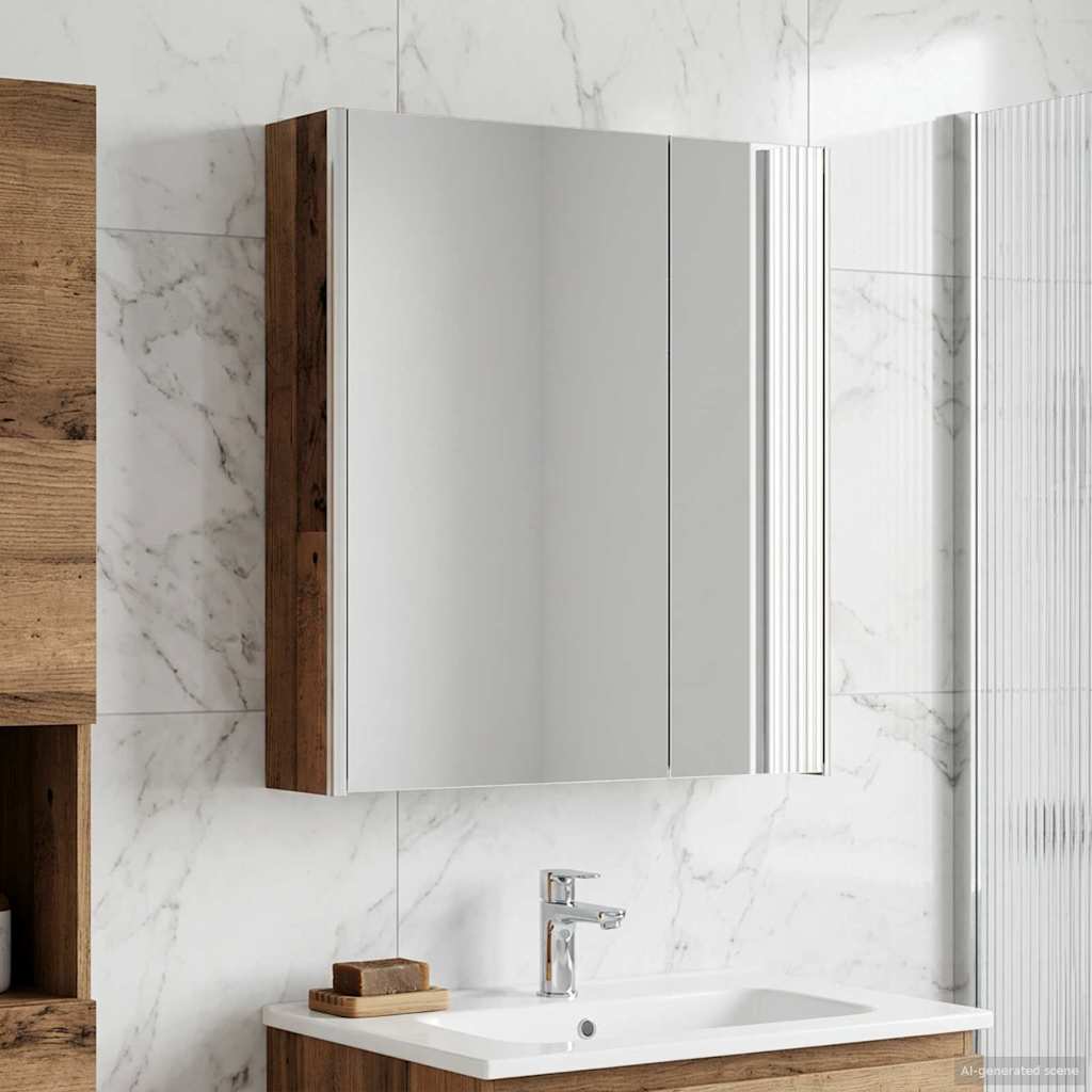 Badezimmerspiegelschrank Altholz 63,5 x 15,5 x 70 cm