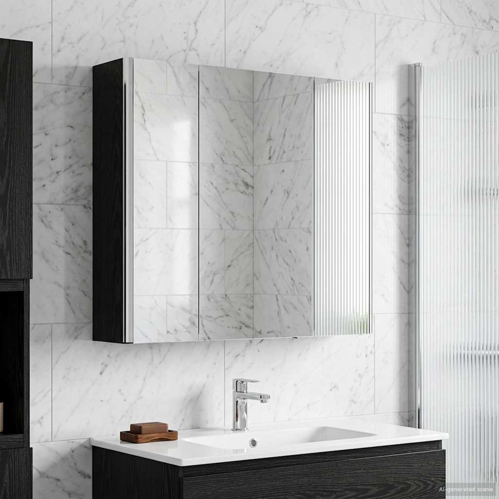Badezimmerspiegelschrank Schwarz Eichen-Optik