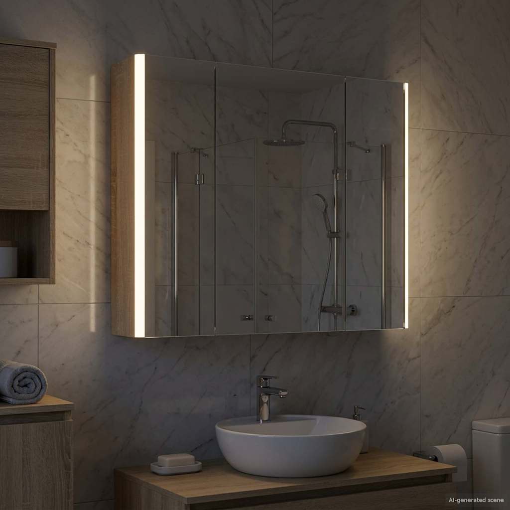 Badezimmerspiegelschrank Sonoma-Eiche 63,5 x 15,5 x 60,5 cm