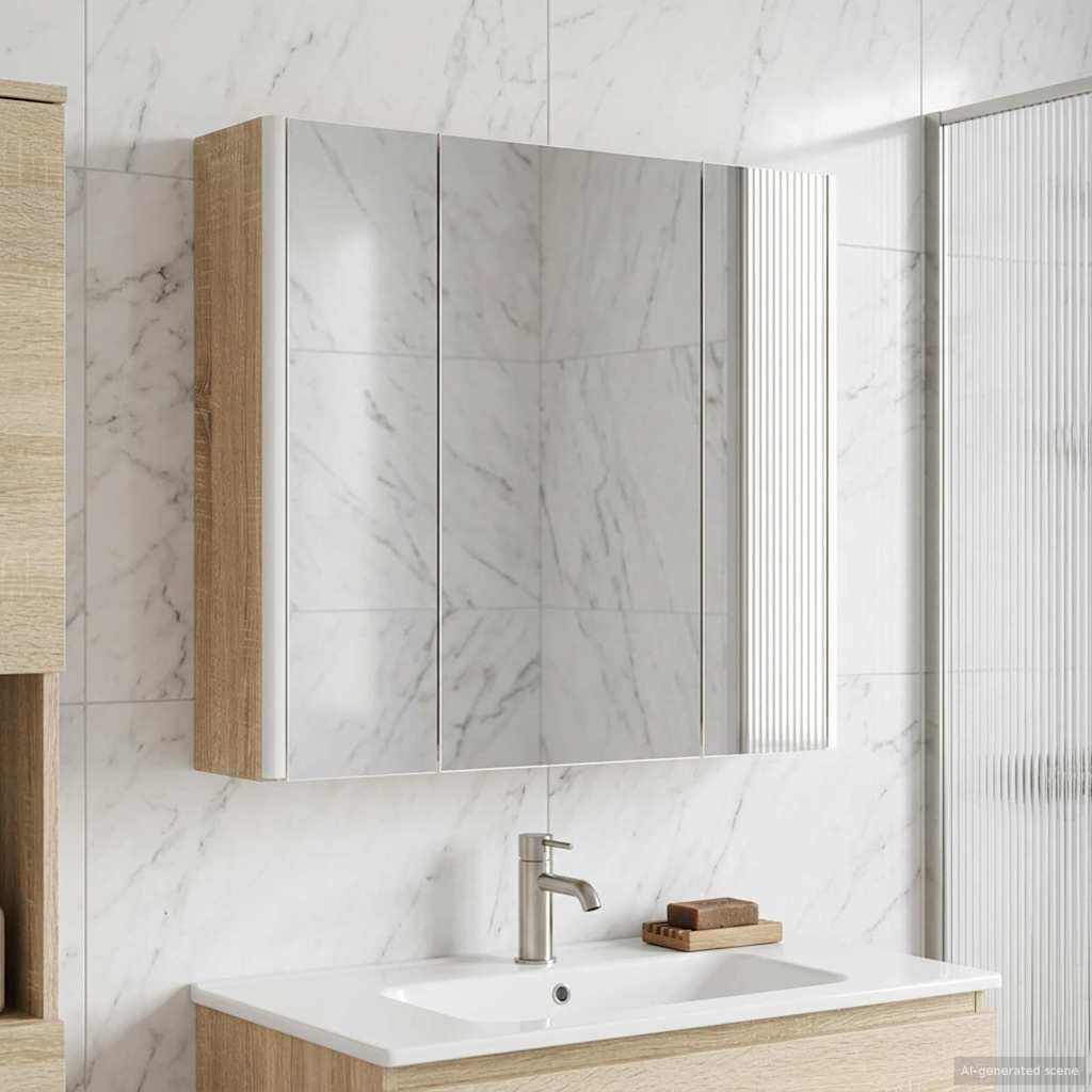 Badezimmerspiegelschrank Sonoma-Eiche 63,5 x 15,5 x 60,5 cm