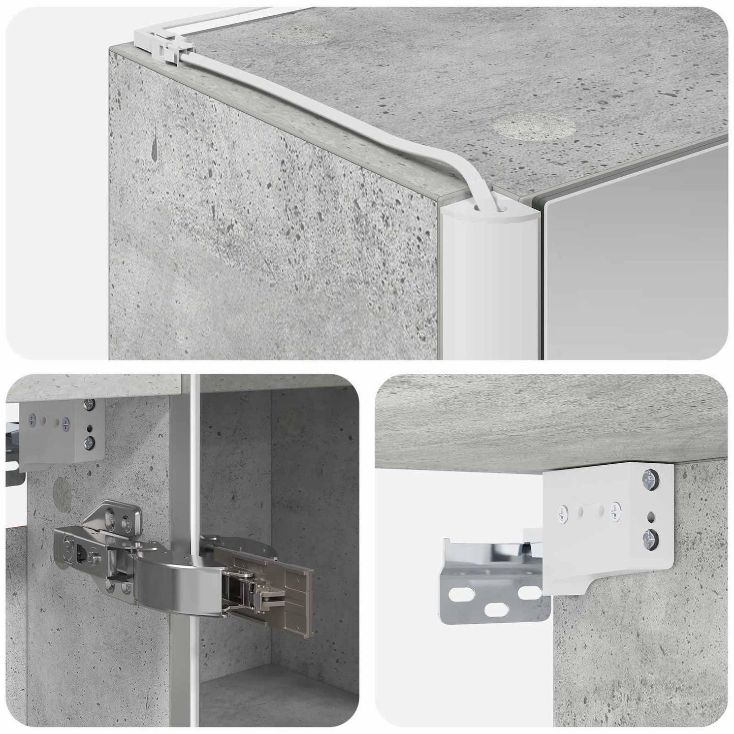 Badezimmerspiegelschrank Beton Grau 63,5 x 15,5 x 60,5 cm