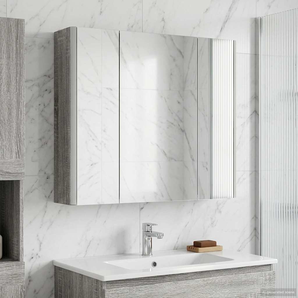 Badezimmerspiegelschrank Graues Sonoma 63,5 x 15,5 x 60,5 cm