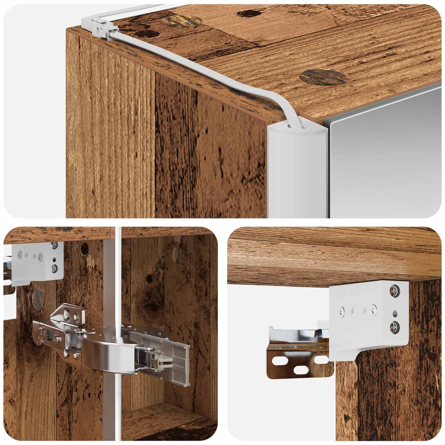 Badezimmerspiegelschrank Altholz 63,5 x 15,5 x 60,5 cm