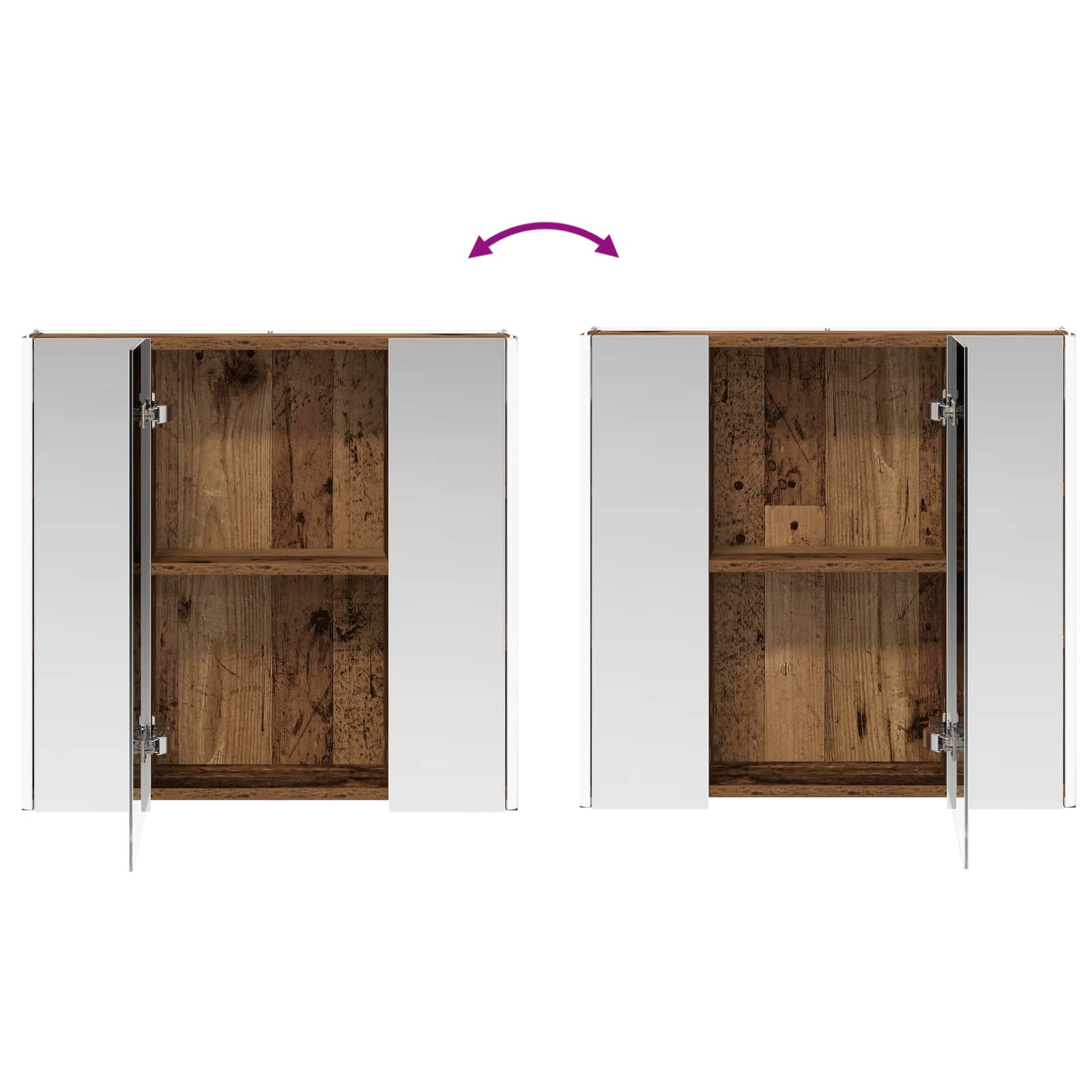Badezimmerspiegelschrank Altholz 63,5 x 15,5 x 60,5 cm
