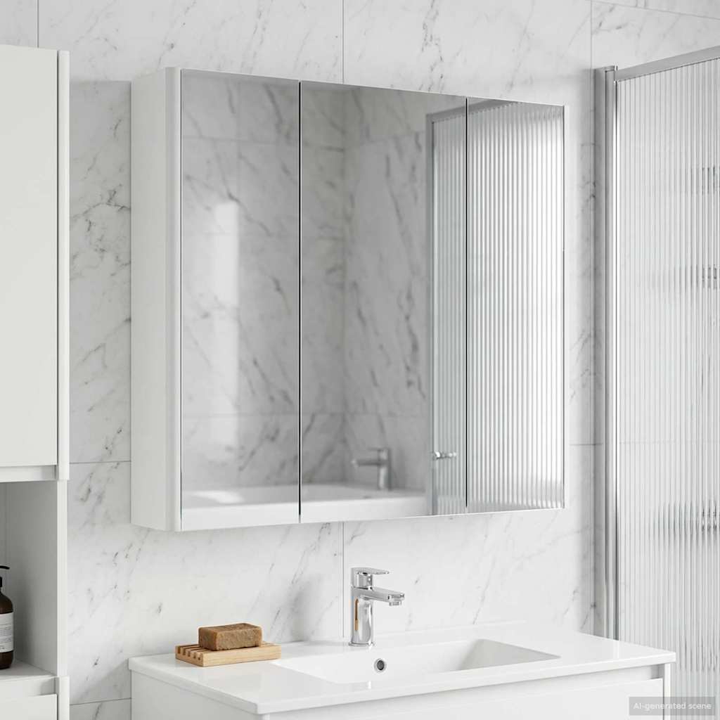 Badezimmerspiegelschrank Weiß 73,5 x 15,5 x 70 cm Holzwerkstoff