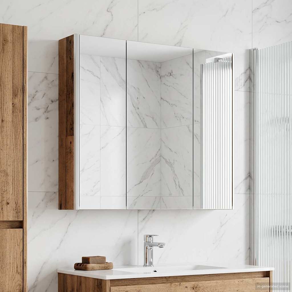 Badezimmerspiegelschrank Altholz 73,5 x 15,5 x 70 cm