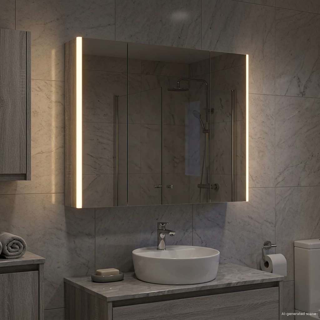 Badezimmerspiegelschrank Graues Sonoma 83,5 x 15,5 x 70 cm