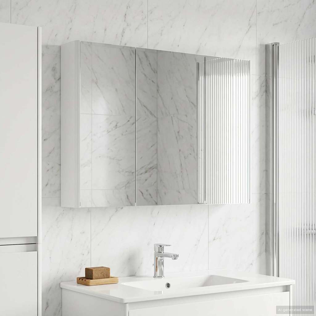 Badezimmerspiegelschrank Weiß 103,5 x 15,5 x 70 cm