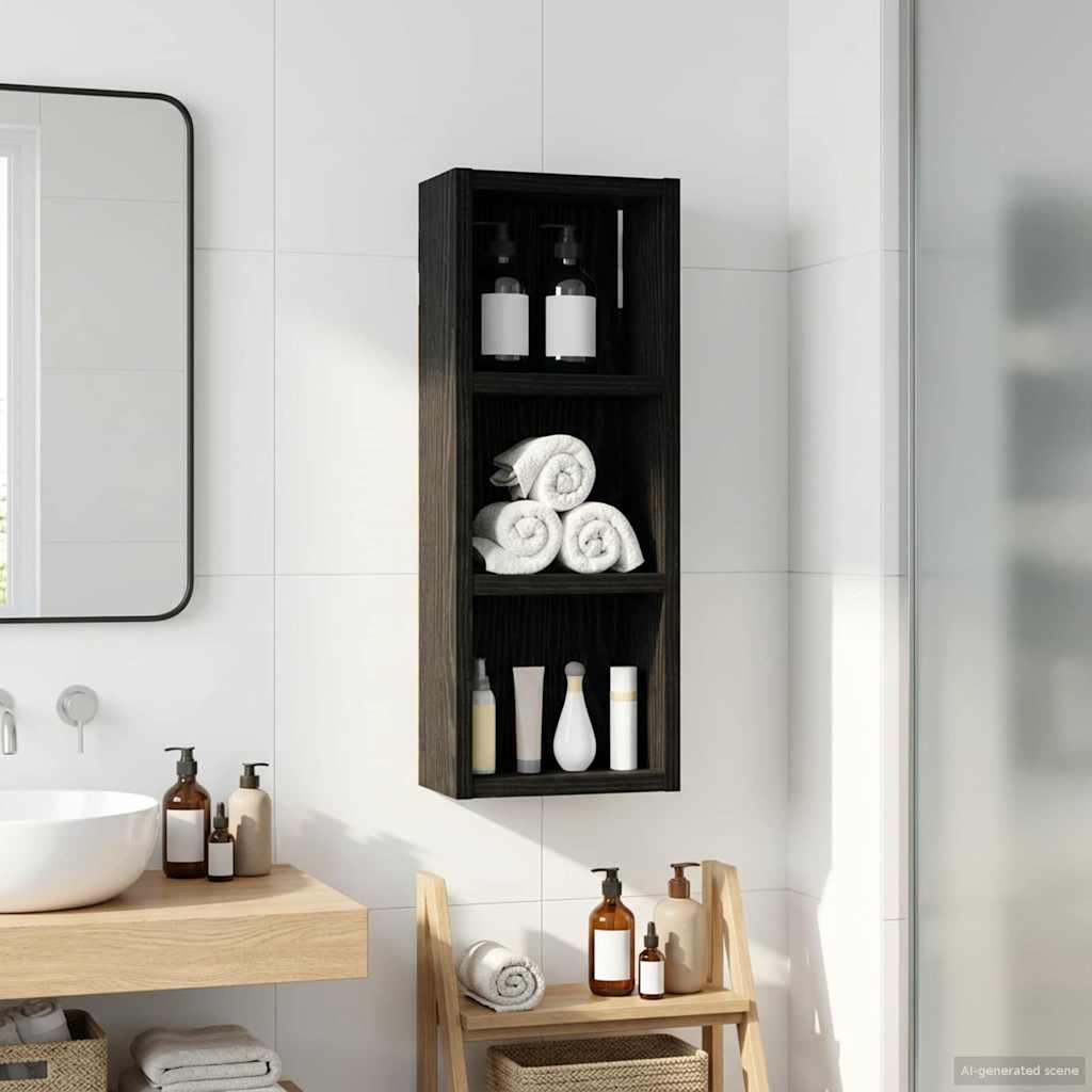 Badezimmer-Wandschrank Schwarz Eichen-Optik 20 x 10 x 50 cm