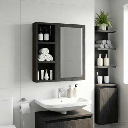 Badezimmer-Wandschrank Schwarz Eichen-Optik 20 x 10 x 50 cm