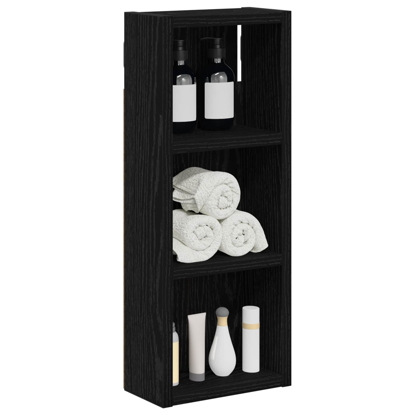 Badezimmer-Wandschrank Schwarz Eichen-Optik 20 x 10 x 50 cm