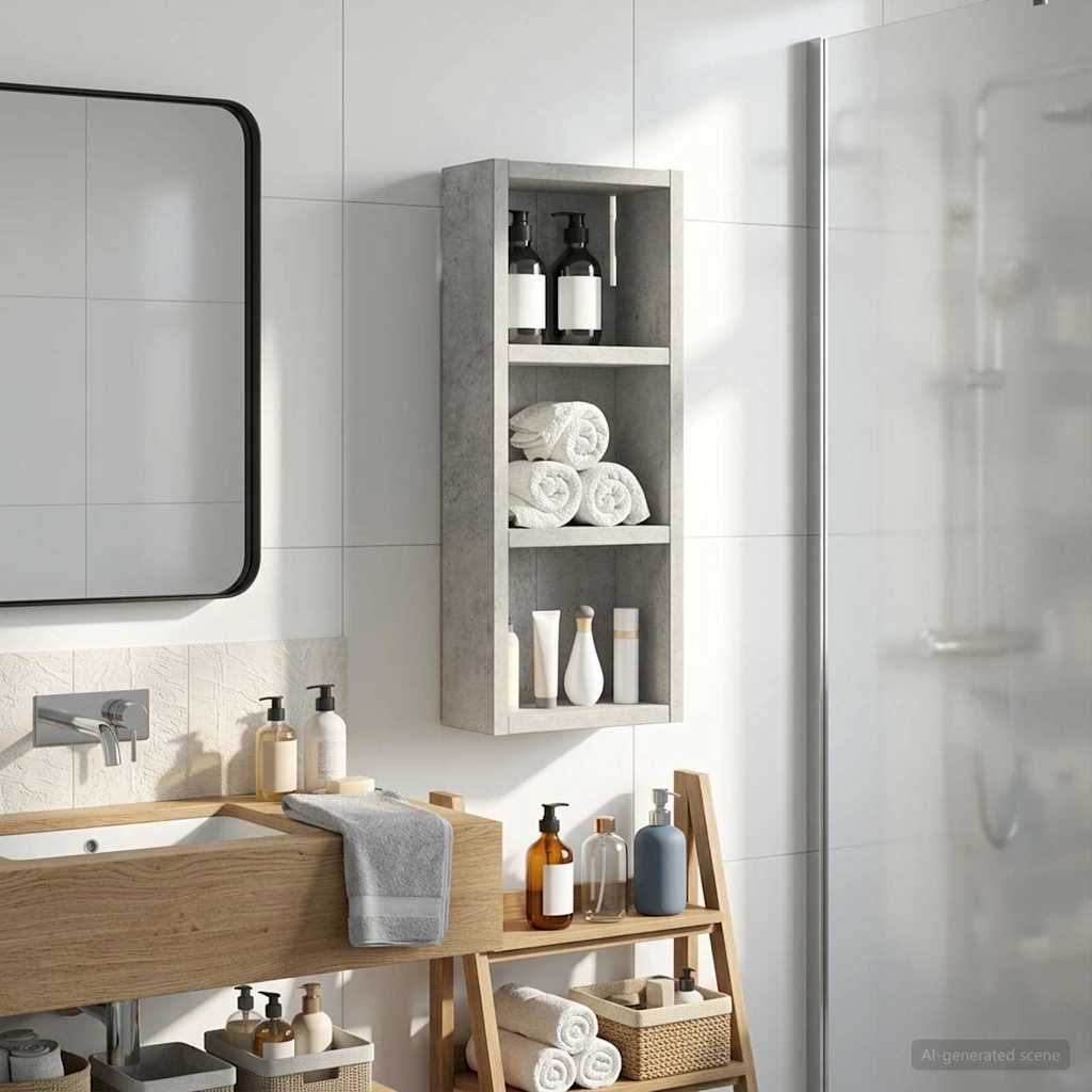 Badezimmer-Wandschrank Betongrau 20 x 10 x 50 cm Holzwerkstoff