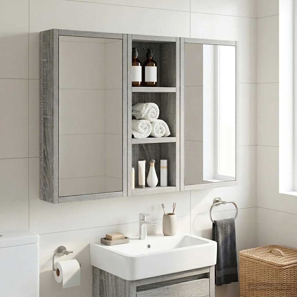 Badezimmer-Wandschrank Sonoma-Grau 20 x 10 x 50 cm