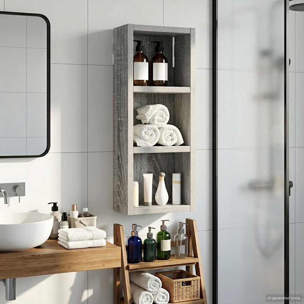 Badezimmer-Wandschrank Sonoma-Grau 20 x 10 x 50 cm