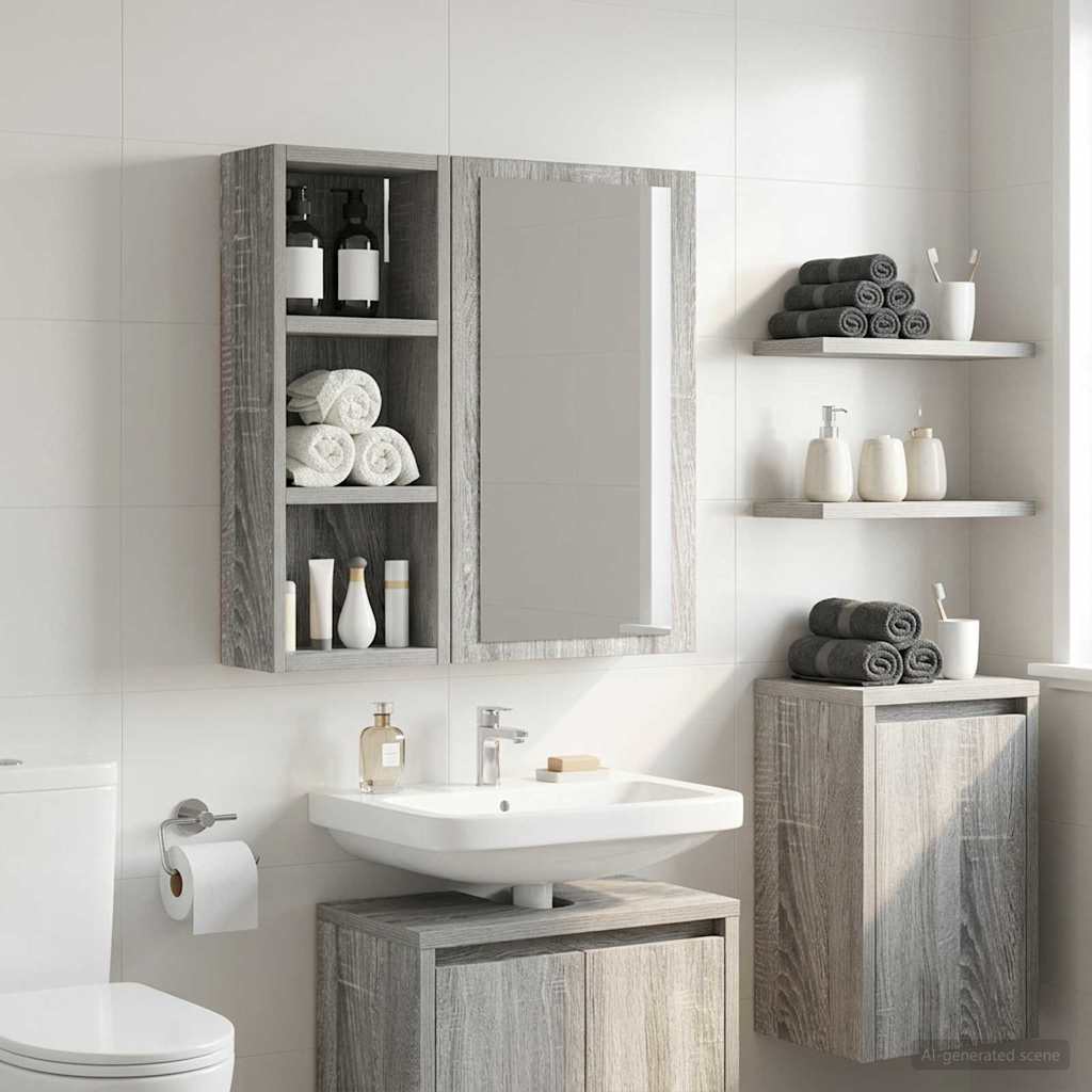 Badezimmer-Wandschrank Sonoma-Grau 20 x 10 x 50 cm