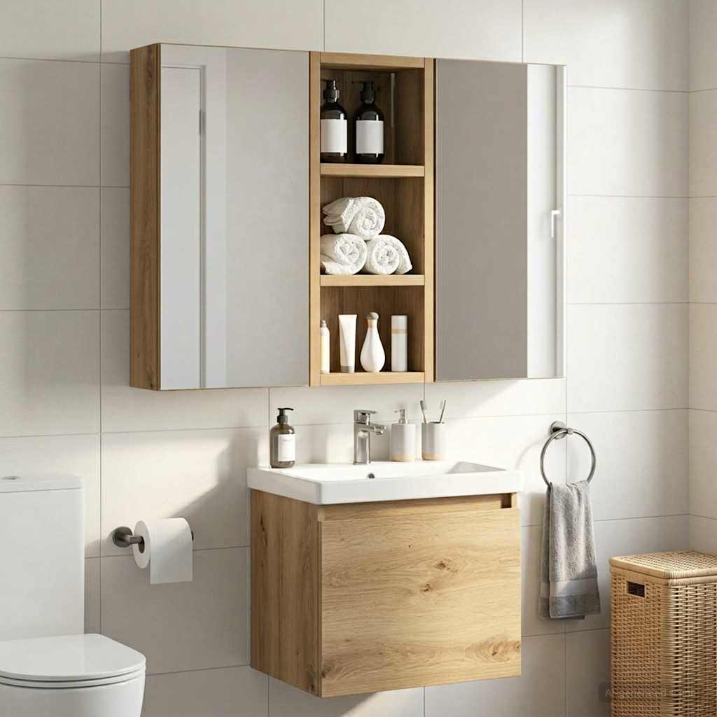 Badezimmer-Wandschrank Kunsthandwerk Eiche 20 x 10 x 50 cm