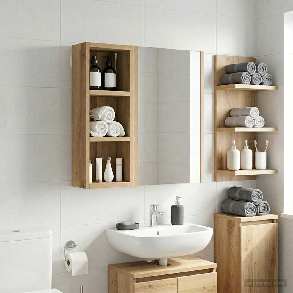 Badezimmer-Wandschrank Kunsthandwerk Eiche 20 x 10 x 50 cm