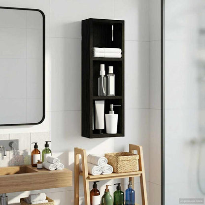 Badezimmer-Wandschrank Schwarz Eichen-Optik 20 x 10 x 60,5 cm