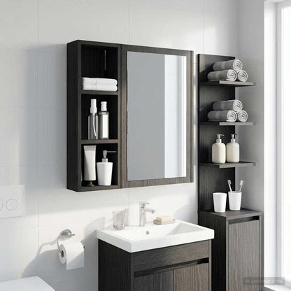 Badezimmer-Wandschrank Schwarz Eichen-Optik 20 x 10 x 60,5 cm
