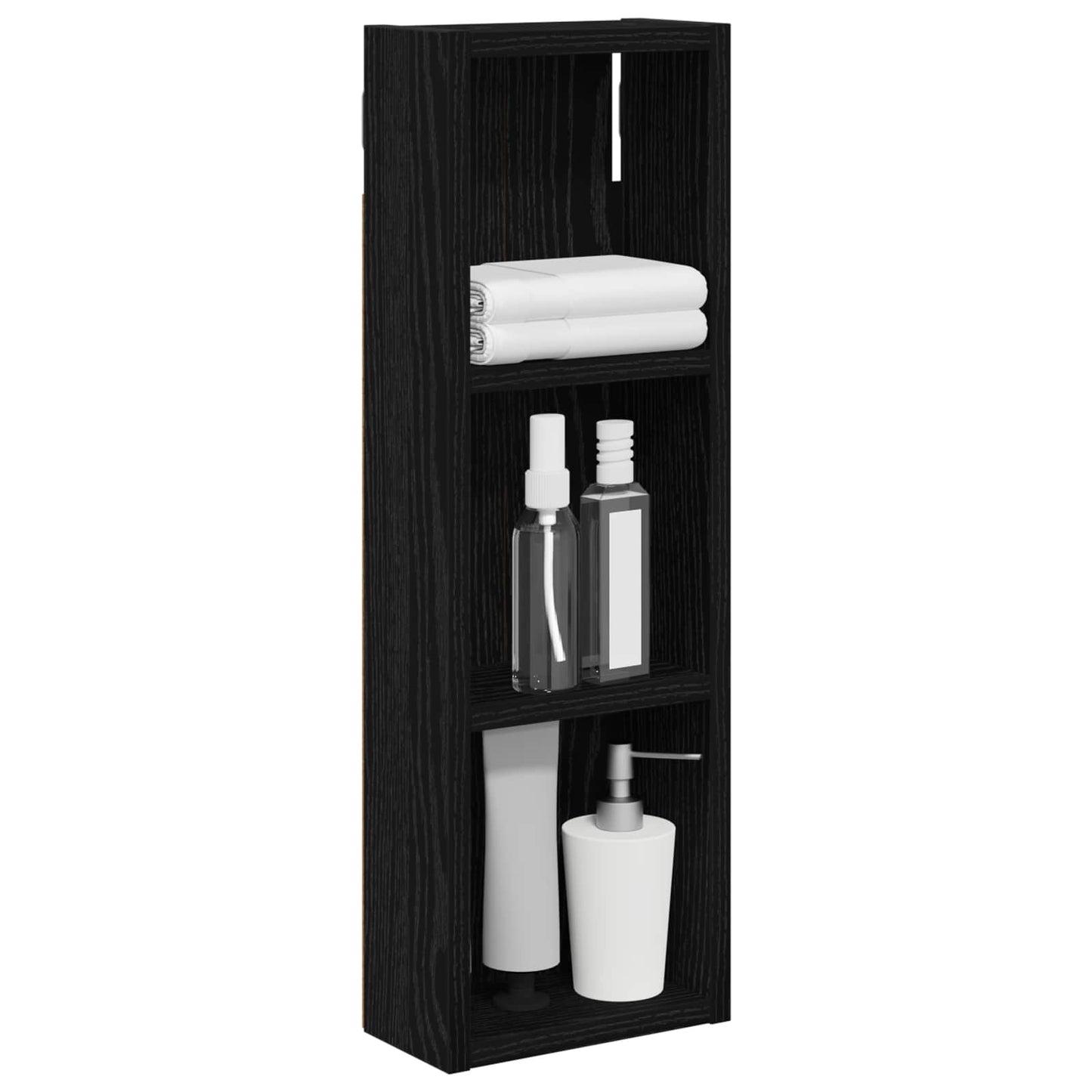 Badezimmer-Wandschrank Schwarz Eichen-Optik 20 x 10 x 60,5 cm