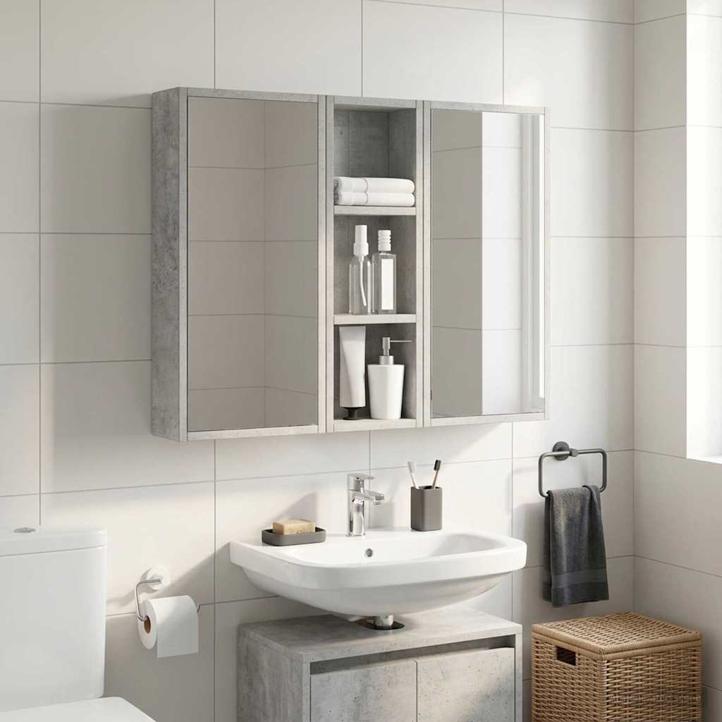 Badezimmer-Wandschrank Betongrau 20 x 10 x 60,5 cm