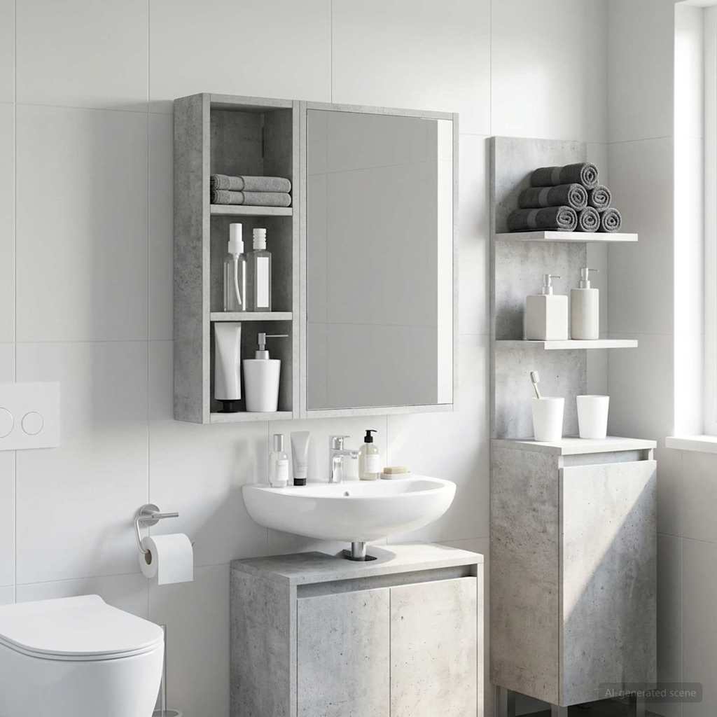 Badezimmer-Wandschrank Betongrau 20 x 10 x 60,5 cm
