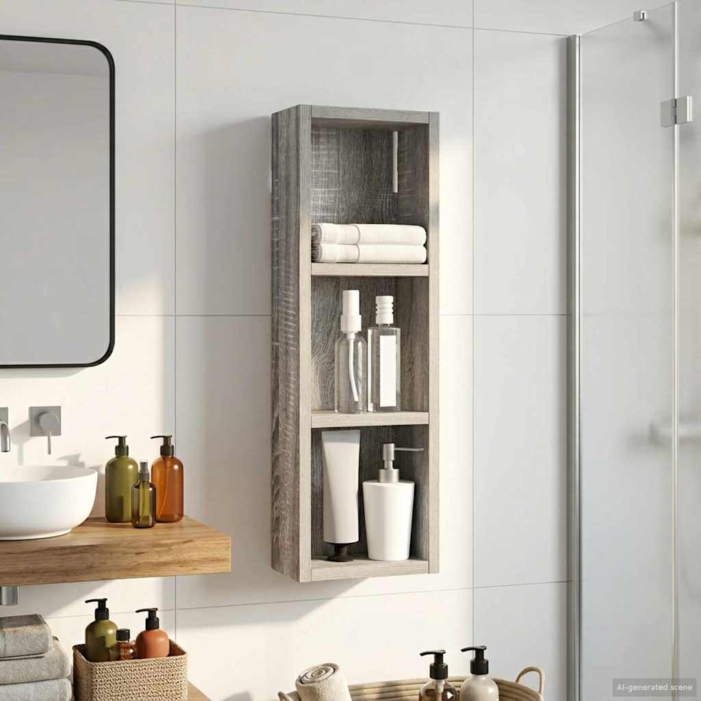 Badezimmer-Wandschrank Sonoma-Grau 20 x 10 x 60,5 cm