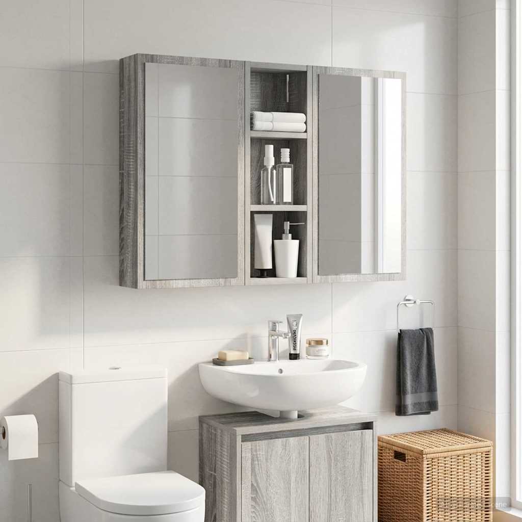 Badezimmer-Wandschrank Sonoma-Grau 20 x 10 x 60,5 cm