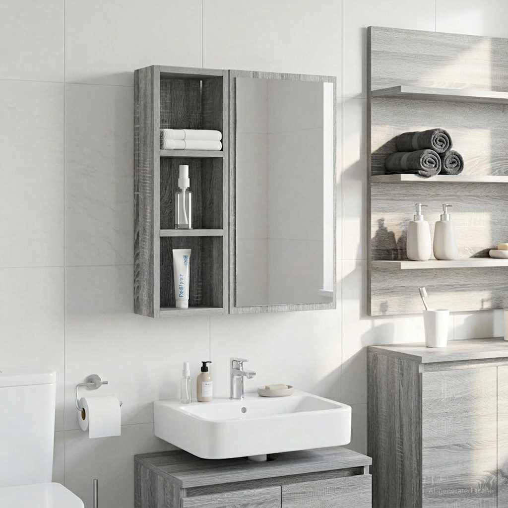 Badezimmer-Wandschrank Sonoma-Grau 20 x 10 x 60,5 cm