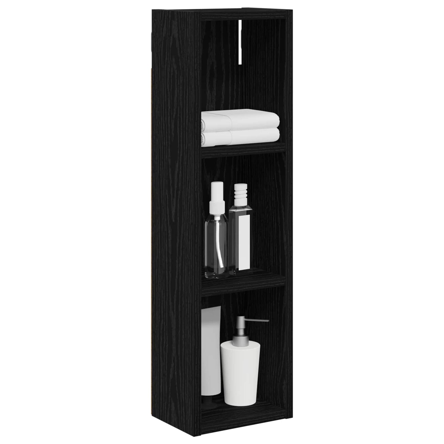 Badezimmer-Wandschrank Schwarz Eichen-Optik 20 x 14 x 70 cm