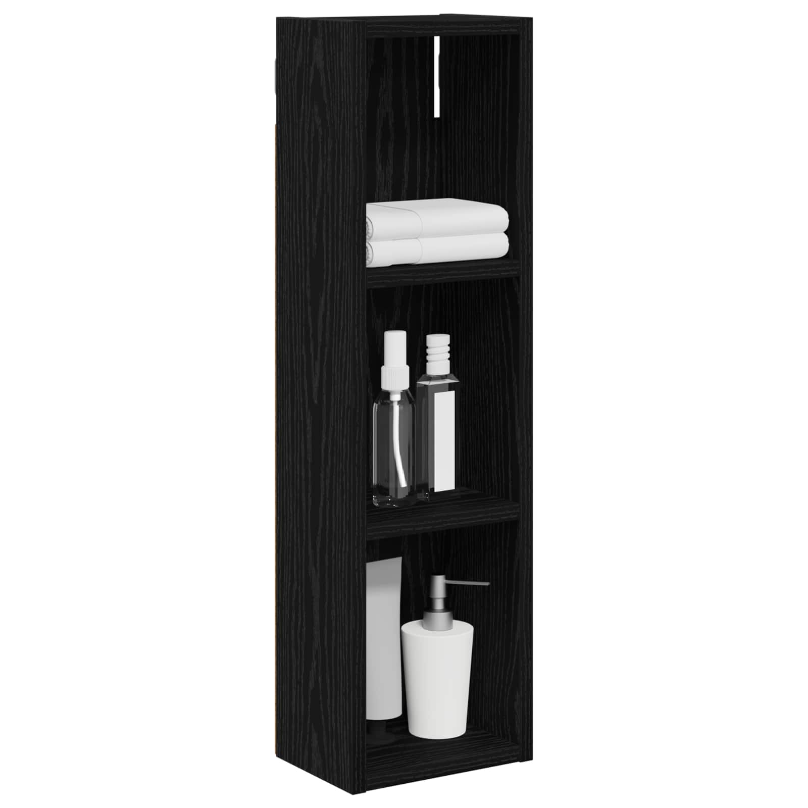 Badezimmer-Wandschrank Schwarz Eichen-Optik 20 x 14 x 70 cm