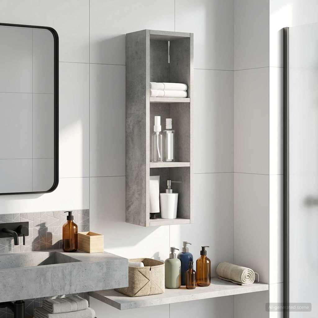 Badezimmer-Wandschrank Betongrau 20 x 14 x 70 cm Holzwerkstoff