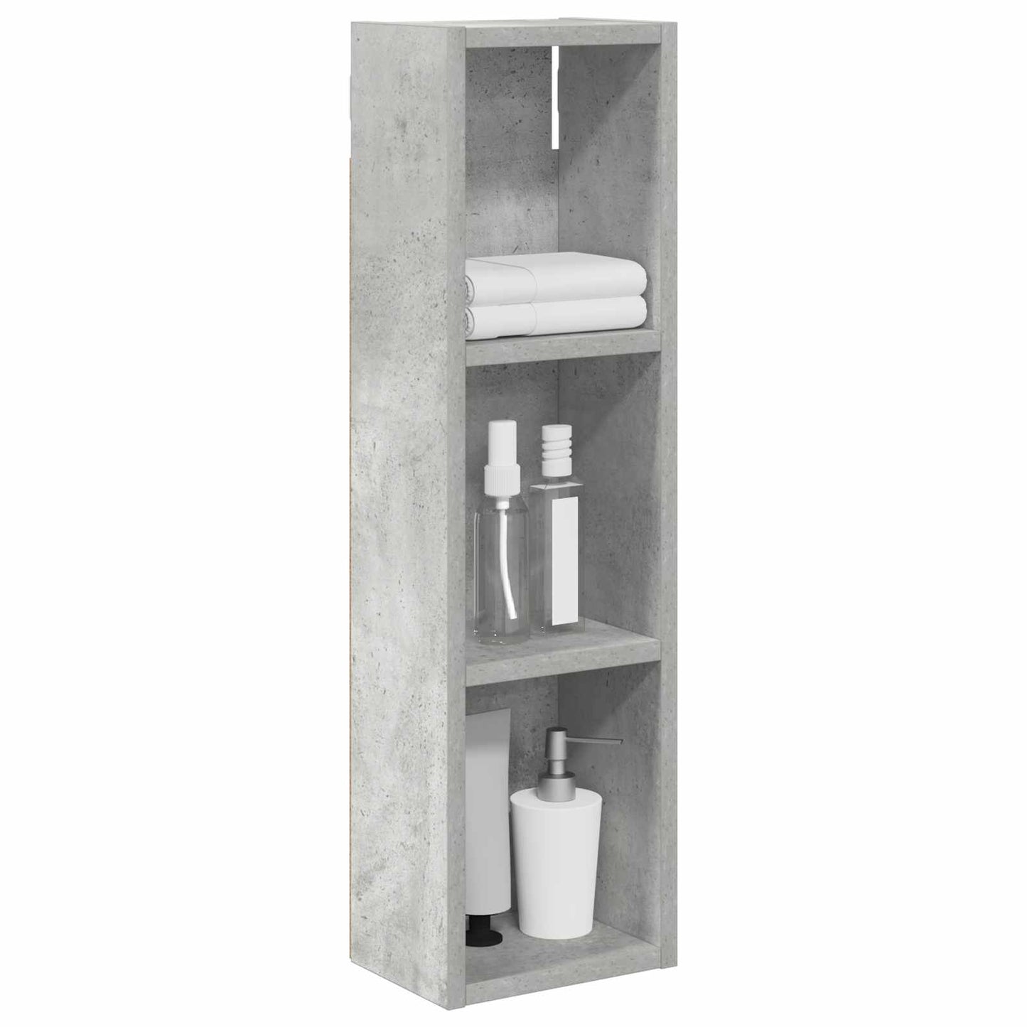 Badezimmer-Wandschrank Betongrau 20 x 14 x 70 cm Holzwerkstoff