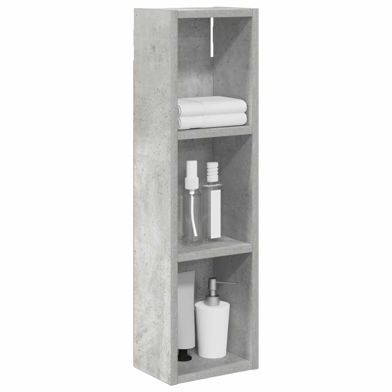 Badezimmer-Wandschrank Betongrau 20 x 14 x 70 cm Holzwerkstoff