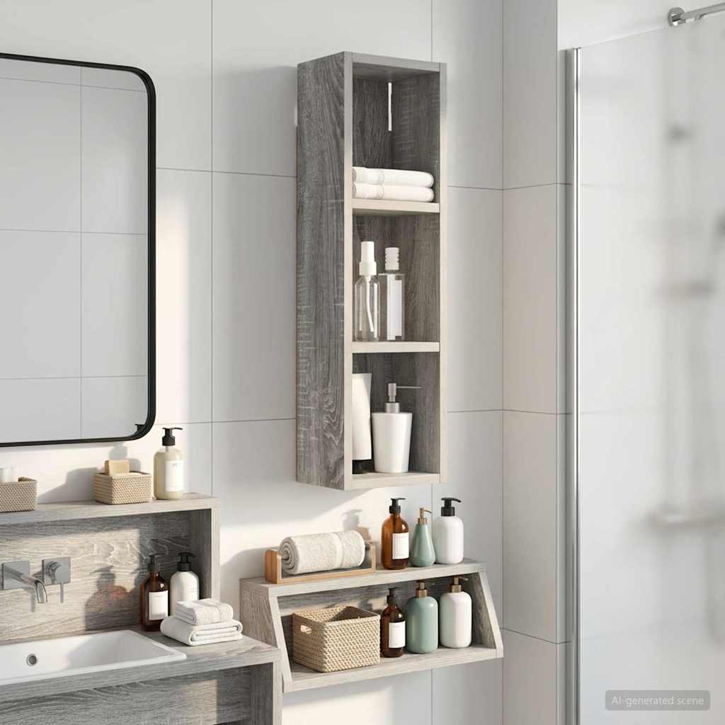Badezimmer-Wandschrank Sonoma-Grau 20 x 14 x 70 cm