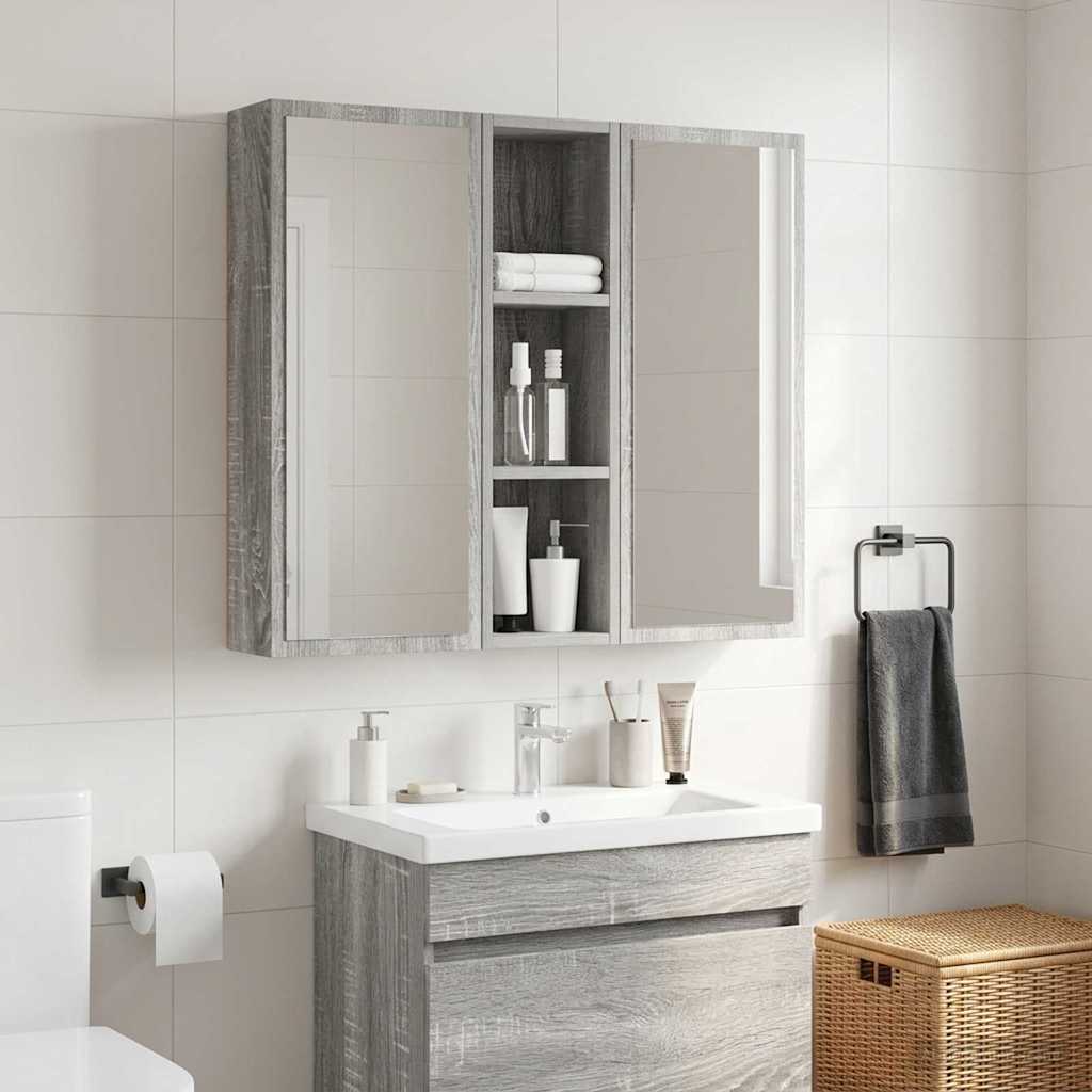 Badezimmer-Wandschrank Sonoma-Grau 20 x 14 x 70 cm