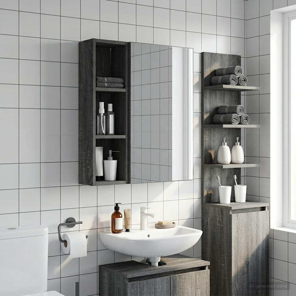 Badezimmer-Wandschrank Sonoma-Grau 20 x 14 x 70 cm