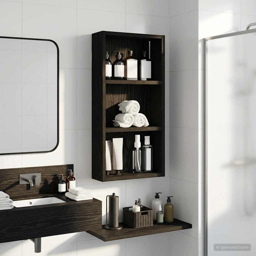 Badezimmer-Wandschrank Schwarz Eichen-Optik 30 x 10 x 60,5 cm