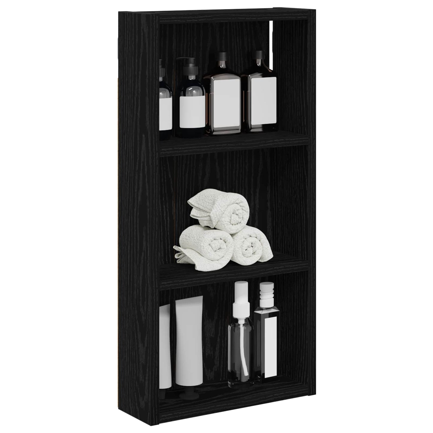 Badezimmer-Wandschrank Schwarz Eichen-Optik 30 x 10 x 60,5 cm