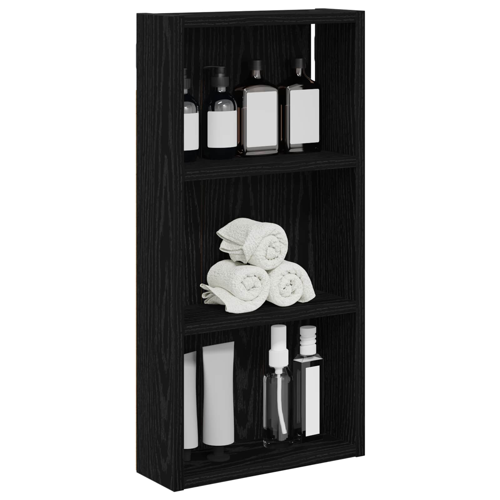 Badezimmer-Wandschrank Schwarz Eichen-Optik 30 x 10 x 60,5 cm