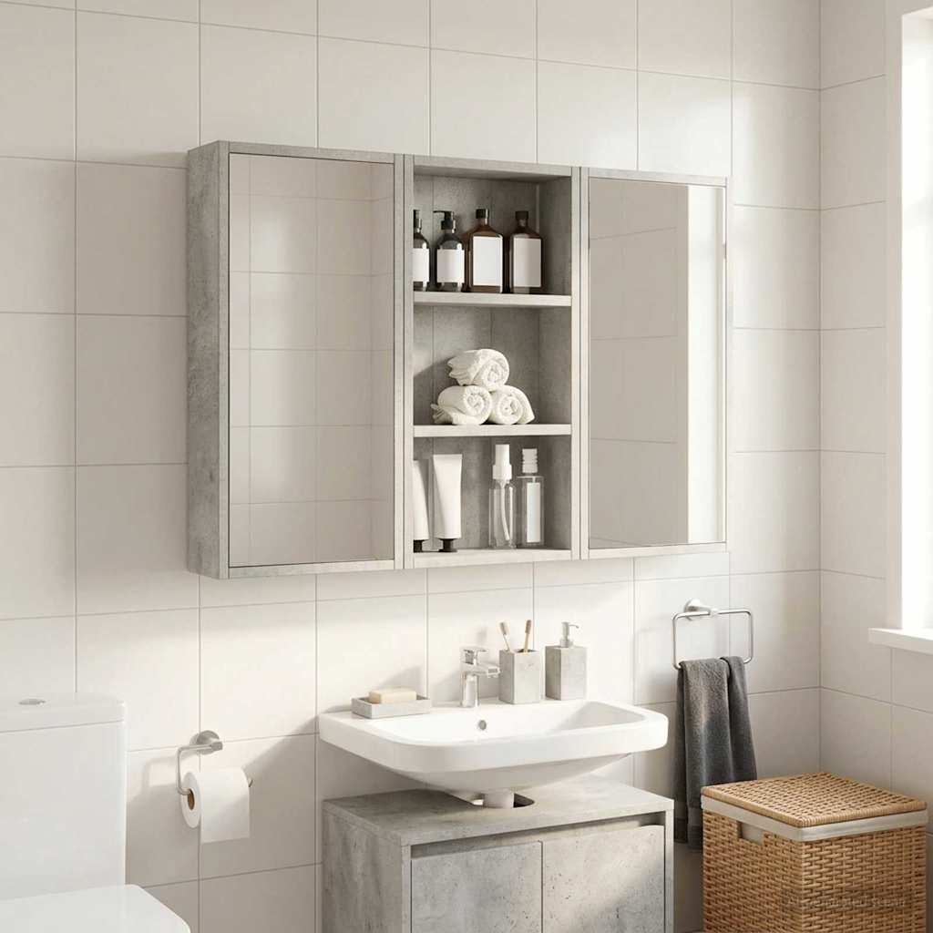 Badezimmer-Wandschrank Betongrau 30 x 10 x 60,5 cm