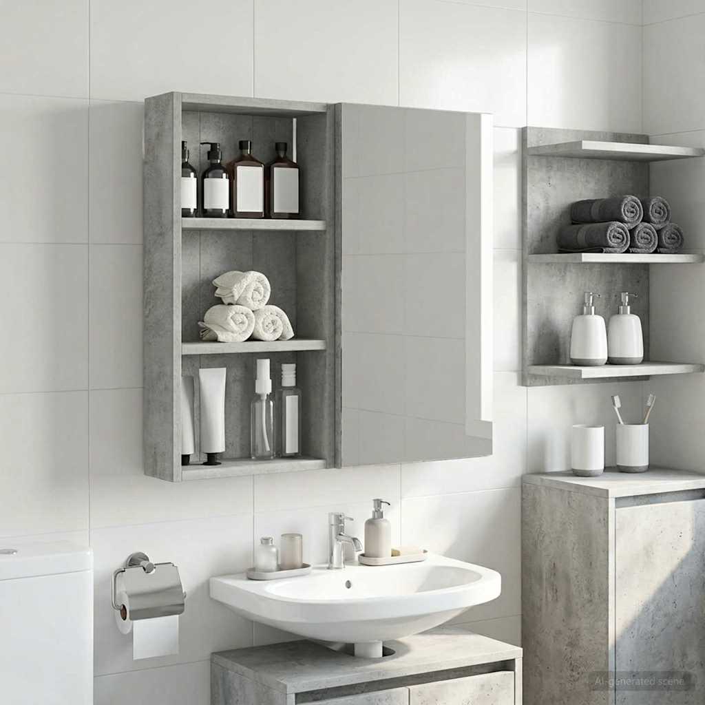 Badezimmer-Wandschrank Betongrau 30 x 10 x 60,5 cm