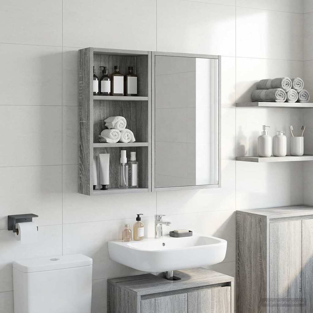 Badezimmer-Wandschrank Sonoma-Grau 30 x 10 x 60,5 cm