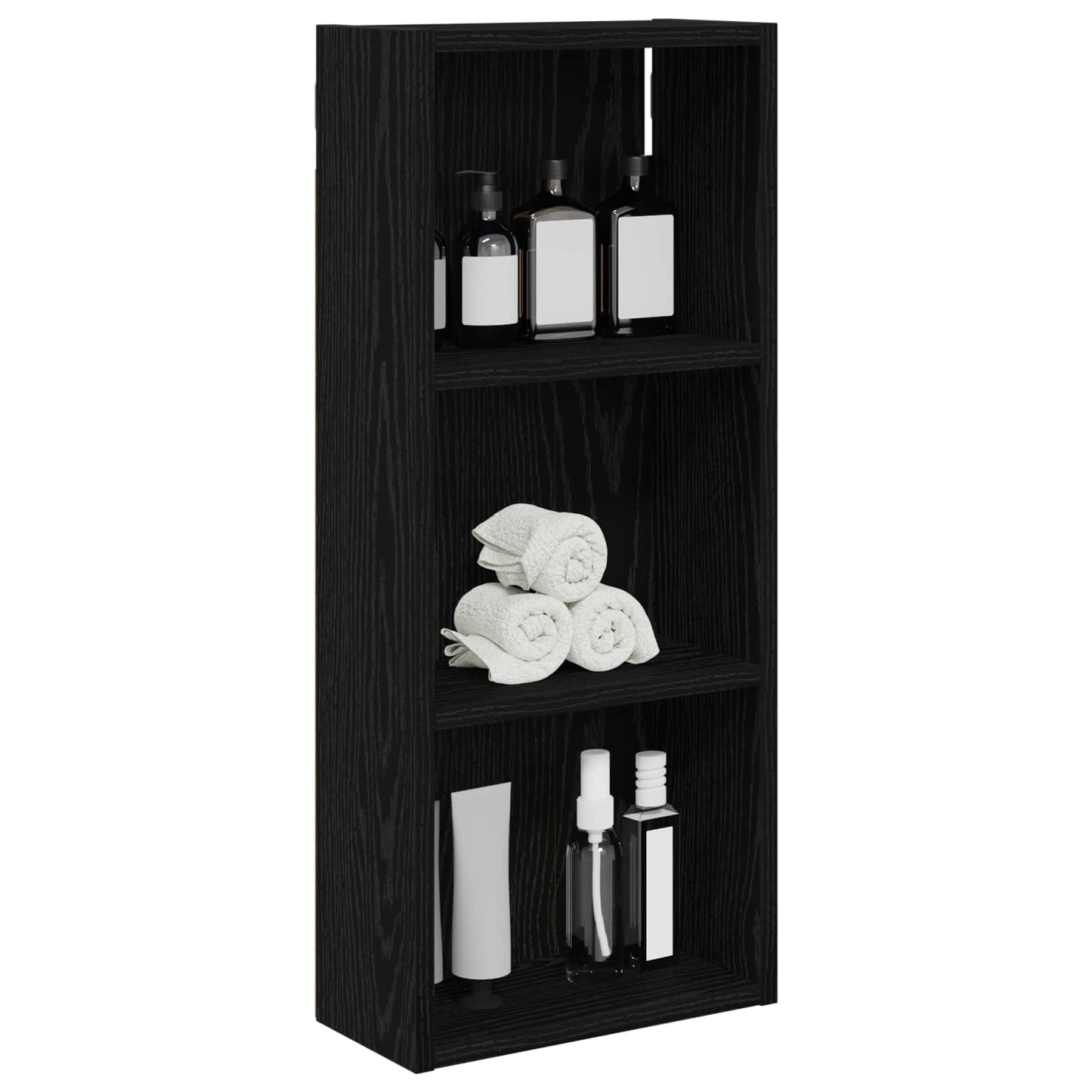 Badezimmer-Wandschrank Schwarz Eichen-Optik 30 x 14 x 70 cm