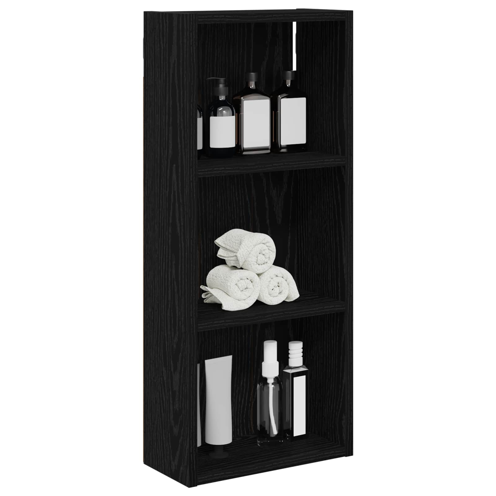 Badezimmer-Wandschrank Schwarz Eichen-Optik 30 x 14 x 70 cm